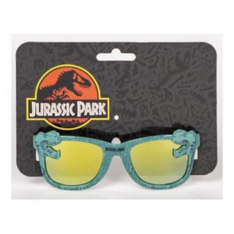 Occhiali da sole Jurassic Park per bambini con montatura verde e dettagli dinosauro, protezione UV 100%"