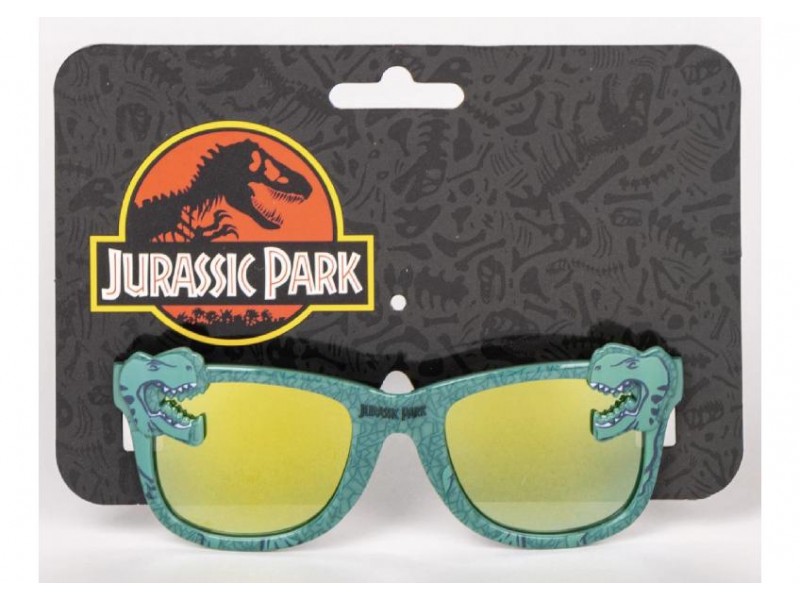 Occhiali da sole Jurassic Park per bambini con montatura verde e dettagli dinosauro, protezione UV 100%"