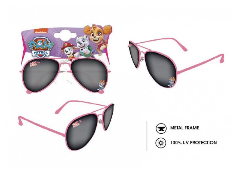 Occhiali da sole Paw Patrol rosa in metallo con lenti scure UV 100%