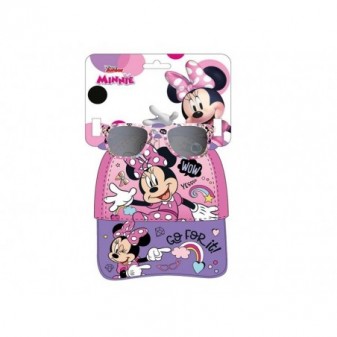 Set Occhiali da Sole e Cappello Minnie – Protezione UV 100%, design rosa e viola con stampa Disney.