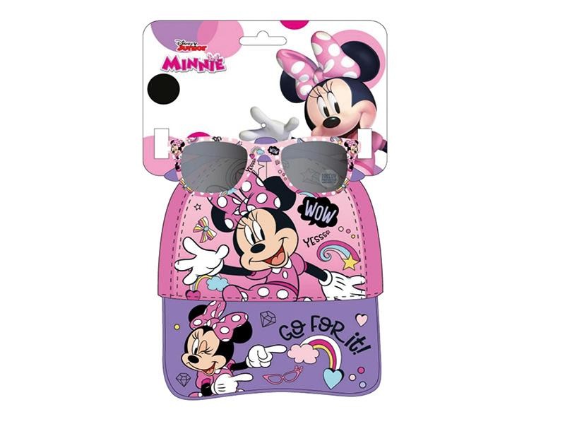 Set Occhiali da Sole e Cappello Minnie – Protezione UV 100%, design rosa e viola con stampa Disney.