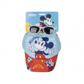 Set Occhiali da Sole e Cappello Mickey – Protezione UV 100%, design azzurro e rosso con Topolino.