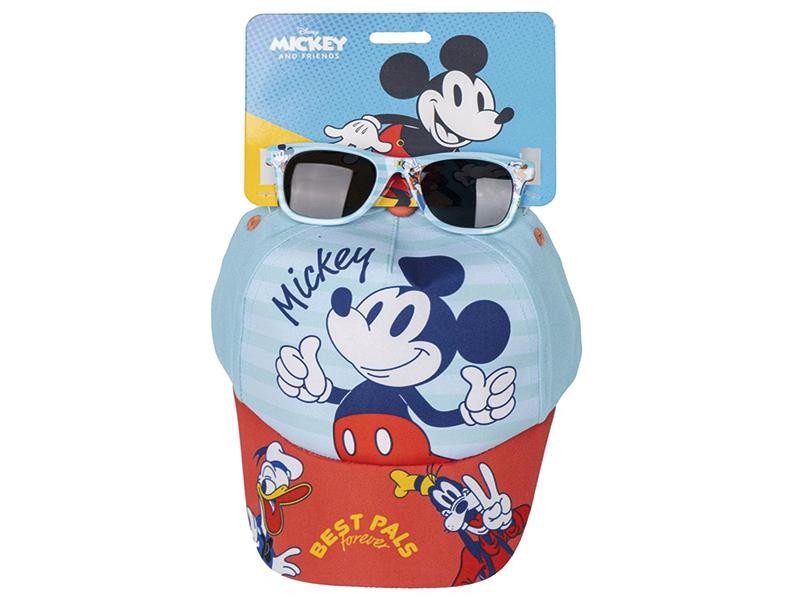 Set Occhiali da Sole e Cappello Mickey – Protezione UV 100%, design azzurro e rosso con Topolino.