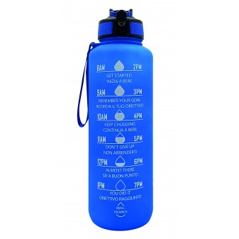 Borraccia Motivazionale 2L Blu – Bottiglia senza BPA con frasi motivazionali stampate