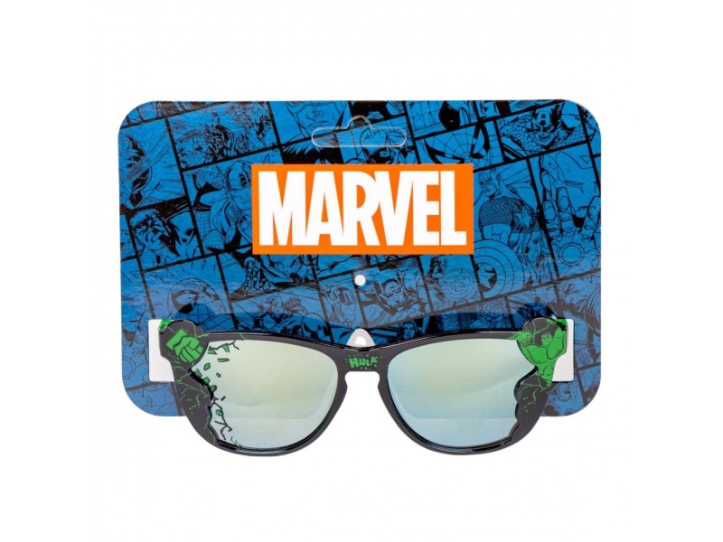 Confezione occhiali da sole Hulk con sfondo Marvel Comics