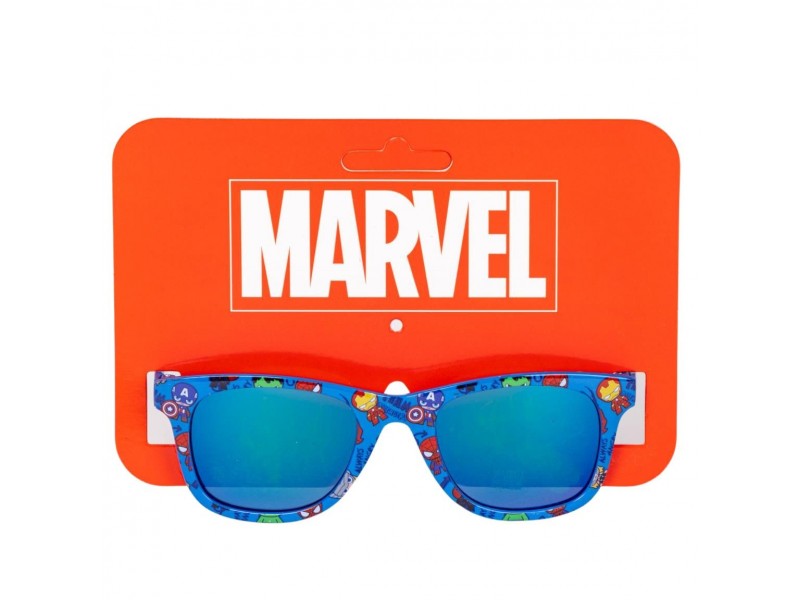 Occhiali da Sole Avengers Bambino - Montatura Blu con Grafica Supereroi Marvel e Lenti Certificate UV 100%