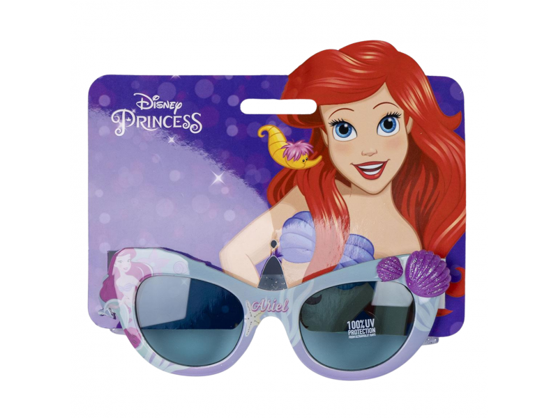 Occhiali da sole Disney Princess Ariel - Montatura Azzurra Glitter con Conchiglia